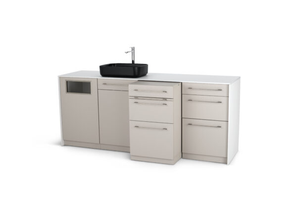 OLYMP Beauty Lab 4er Sideboard mit mattem schwarzen Becken und verchromter Mischbatterie