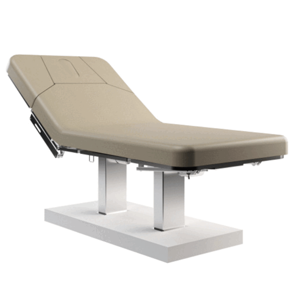 Moderne DHARANA Behandlungsliege in weißem Eichenholzdesign mit komfortabler Memory Foam Polsterung